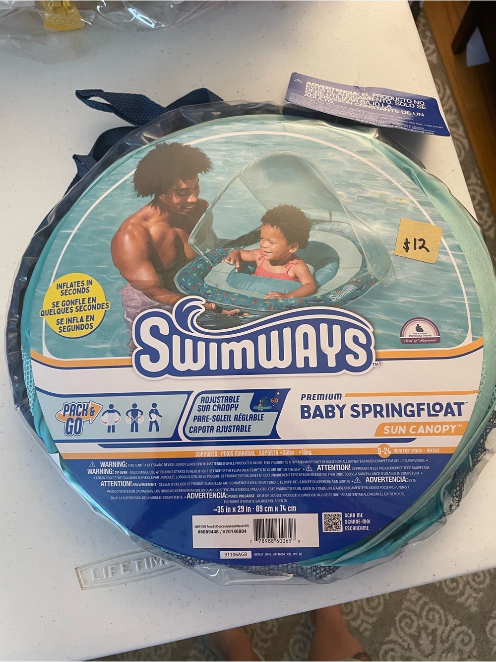 SwimWays Baby SpringFloat with Sun Canopy - Teal/Blue